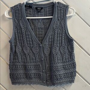 BUFFALO David Bitton Blue-Grey Knit Cardigan Vest
